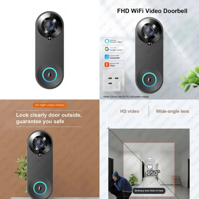 Wifi Doorbell Camera - 카도니오 1080P WiFi 비디오 도어벨 PIR
