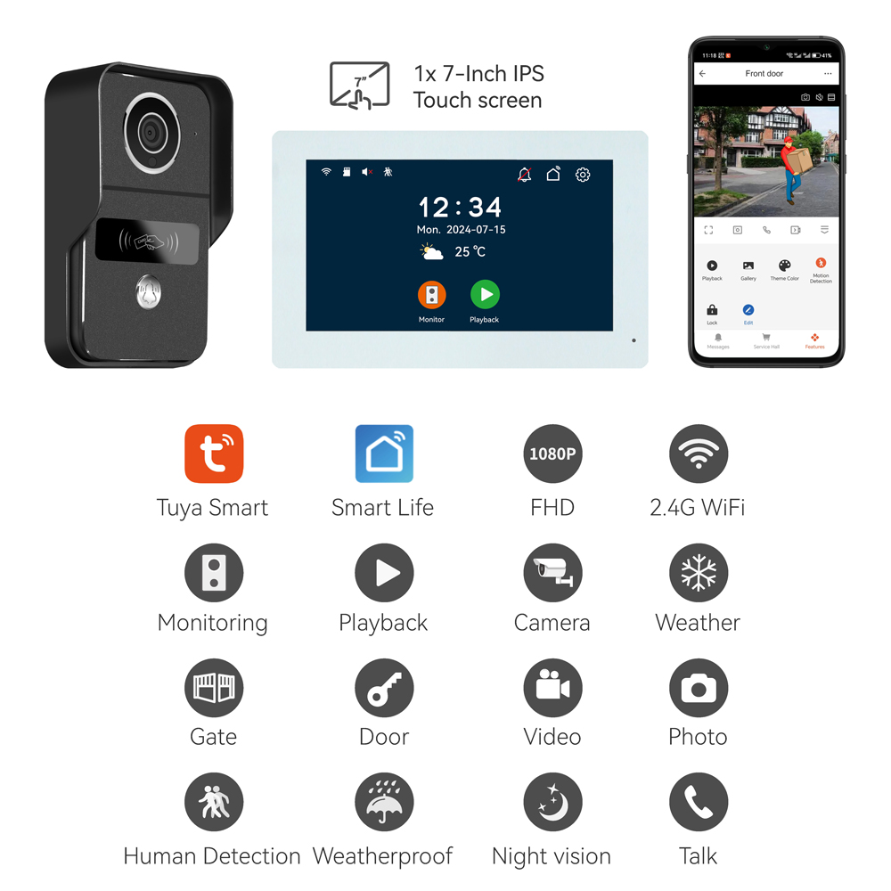 투야 앱 Rifd 리모컨 비디오 문짝, 와이파이 IP  - Wifi Doorbell Camera 리뷰 및 가격