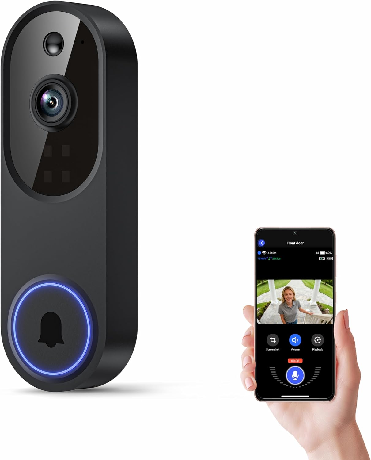 양방향 오디오, AI 모션 감지, 야간 투시 기능, 클 - Smart Home Video Doorbell 리뷰 및 가격