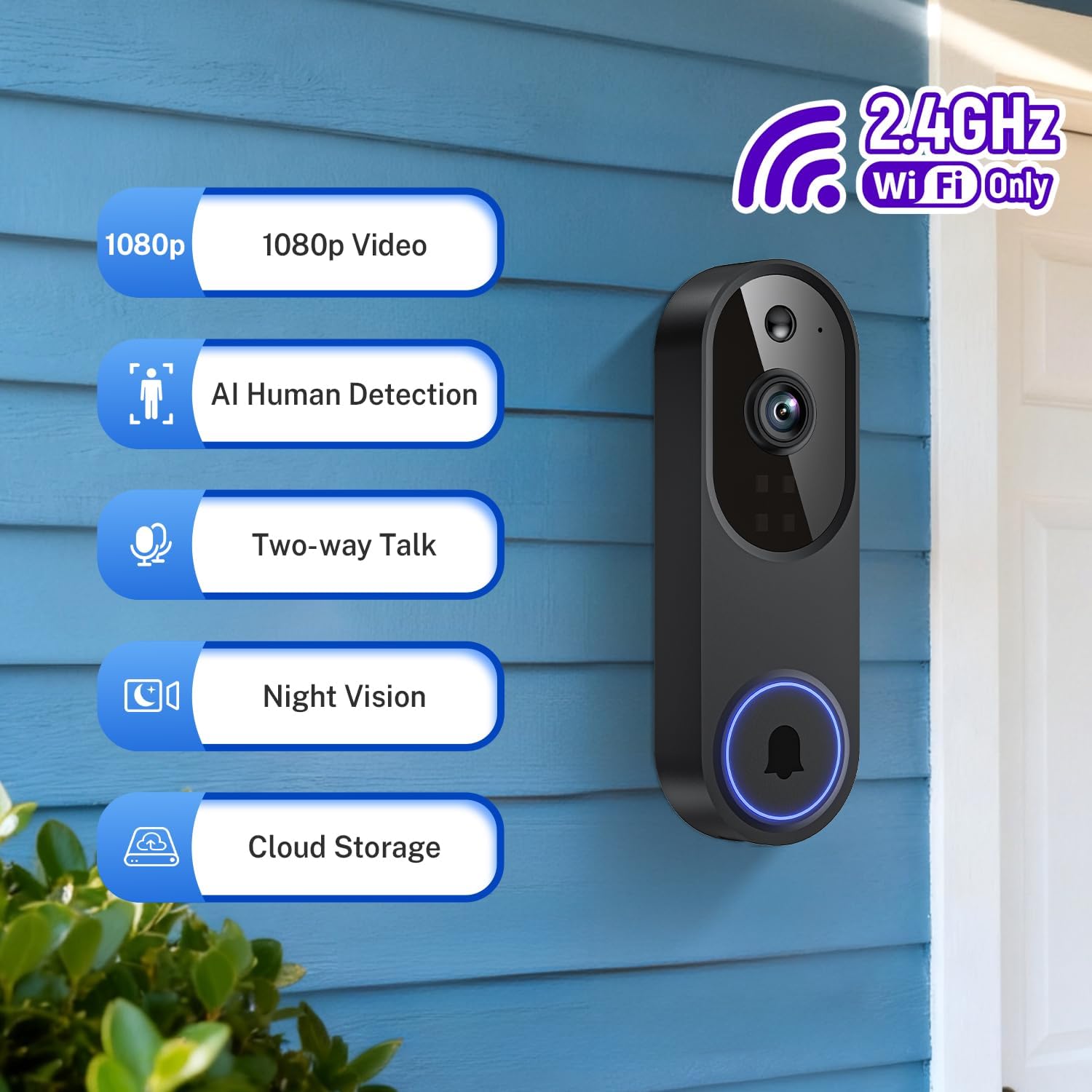 양방향 오디오, AI 모션 감지, 야간 투시 기능, 클 - Smart Home Video Doorbell 리뷰 및 가격