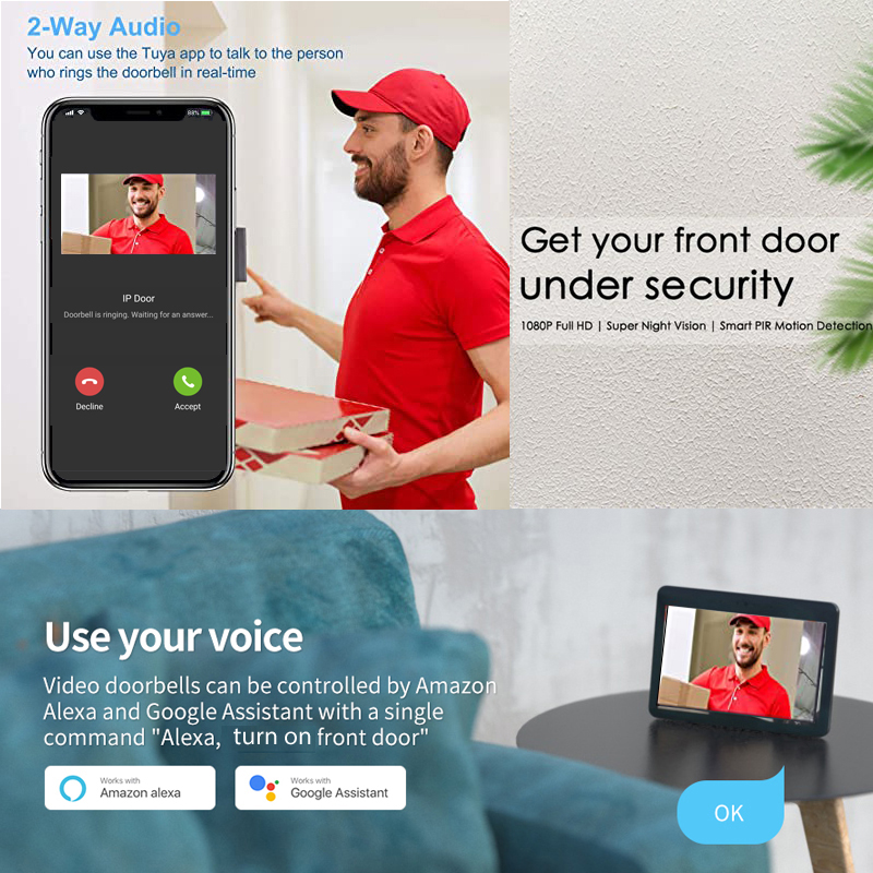 투야 스마트 초인종 카메라, 와이파이 무선 IR HD  - Smart Home Video Doorbell 리뷰 및 가격