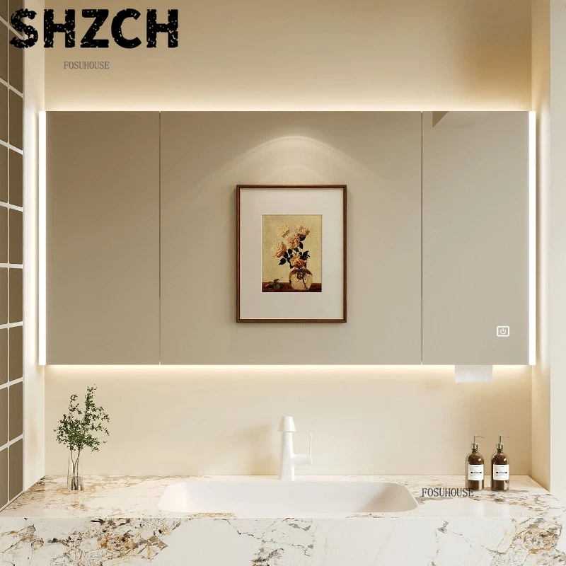 현대적인 두꺼운 욕실 거울과 통합형 스마트 수납장이 있 - Smart Home Furniture 리뷰 및 가격