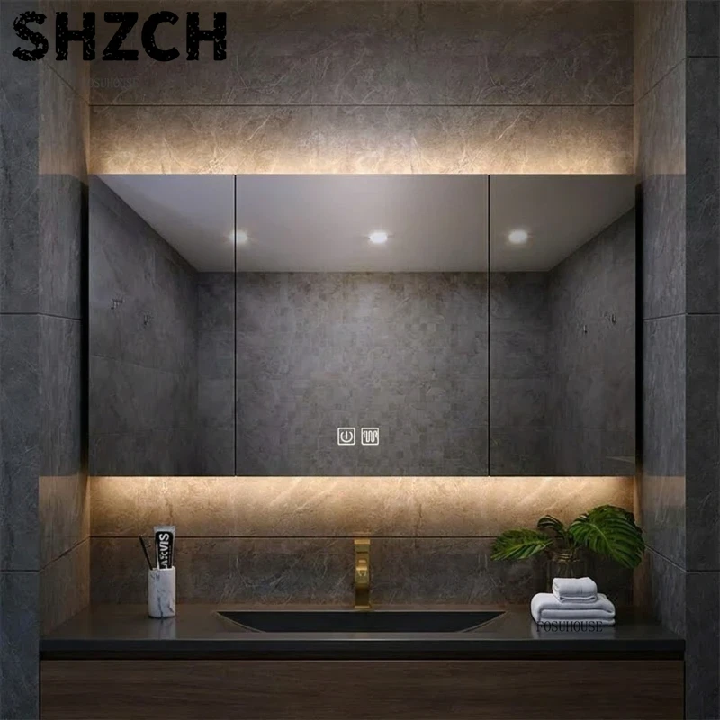 현대적인 두꺼운 욕실 거울과 통합형 스마트 수납장이 있 - Smart Home Furniture 리뷰 및 가격
