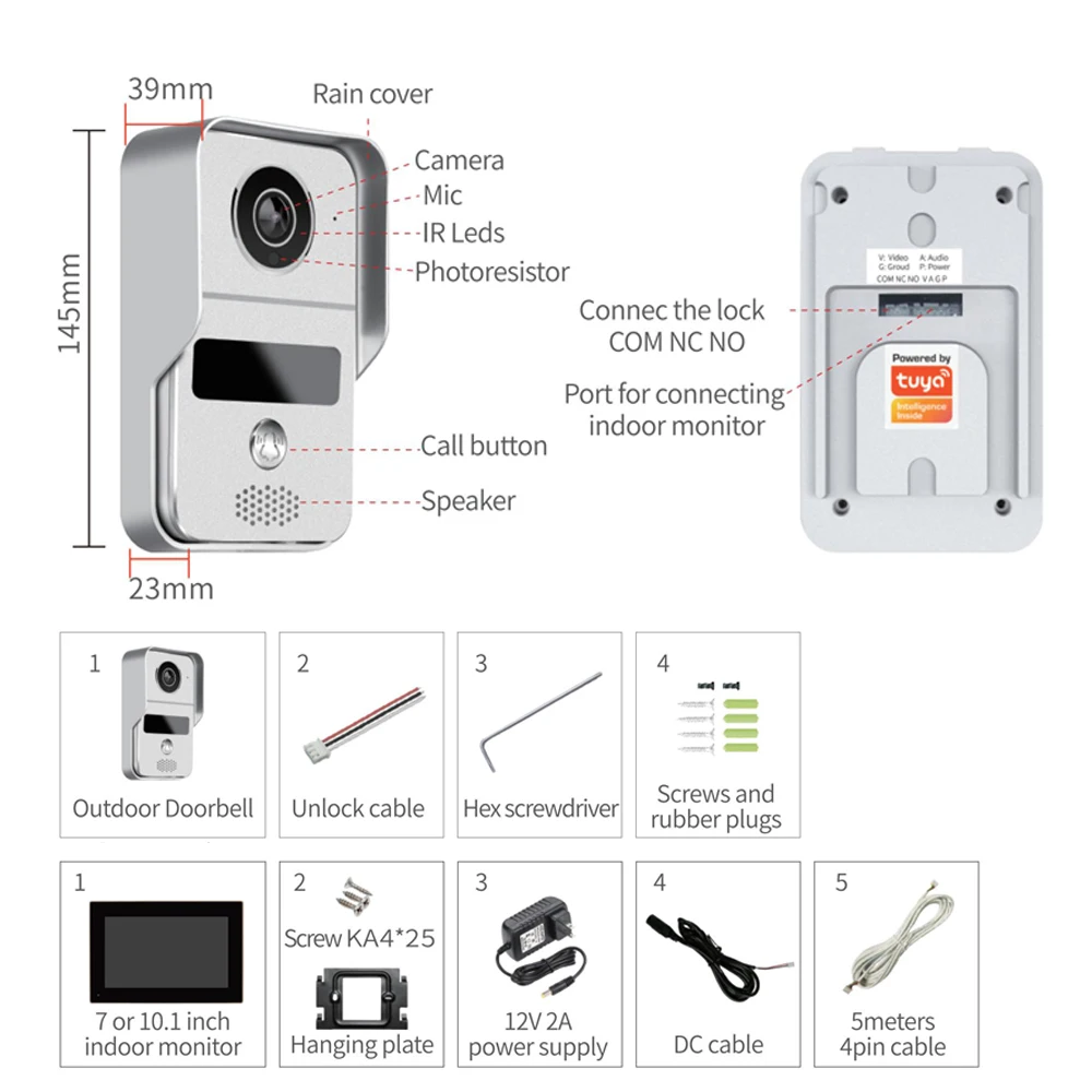 도어 인터콤 초인종, 10.1인치, 1080P HD 컬 - Wifi Doorbell Camera 리뷰 및 가격