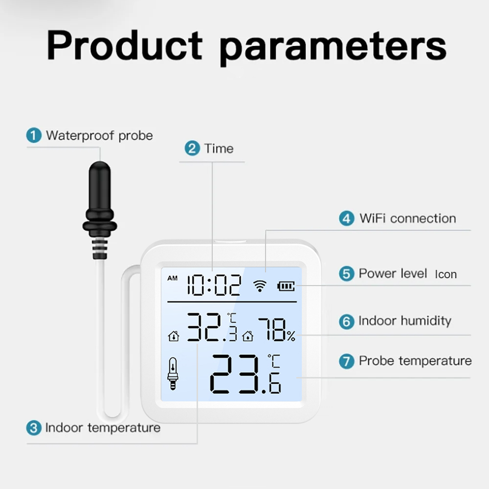 외부 프로브가 있는 WiFi 습도 온도 센서, 실내/실 - Smart Home Tuya 리뷰 및 가격