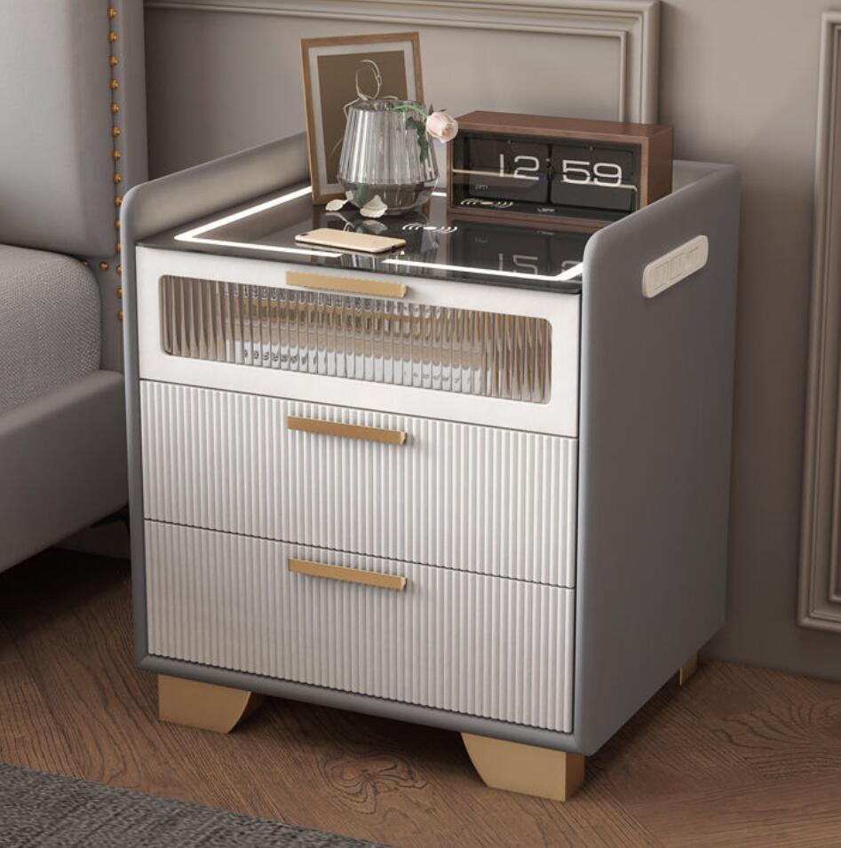 현대적인 경량 목재 록 패널 침대 옆 테이블 무선 충전 - Smart Home Furniture 리뷰 및 가격