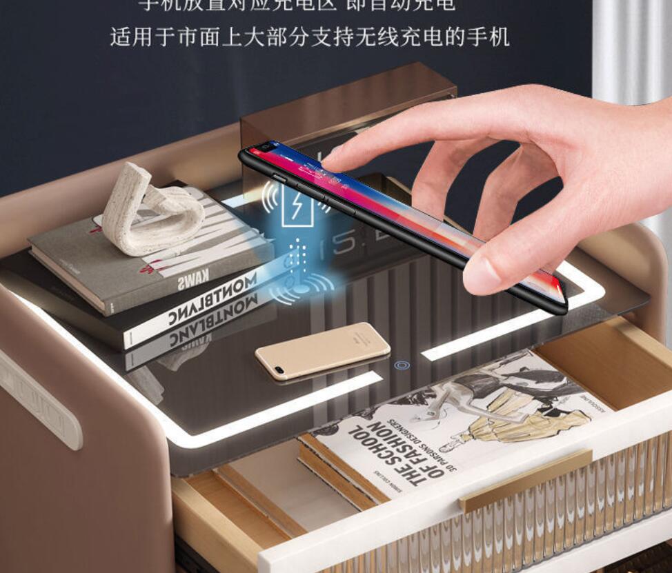 현대적인 경량 목재 록 패널 침대 옆 테이블 무선 충전 - Smart Home Furniture 리뷰 및 가격